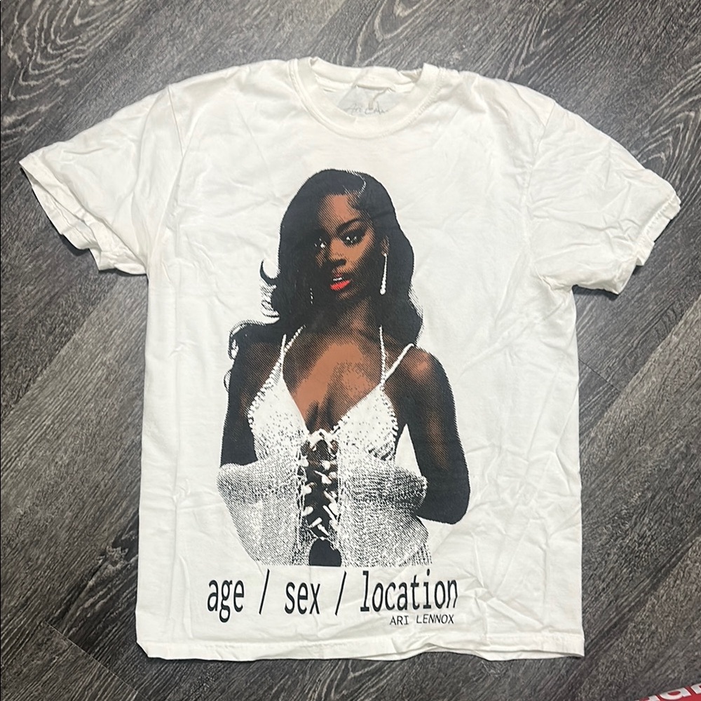 White Graphic Ari Lennox T-Shirt with Portrait Design